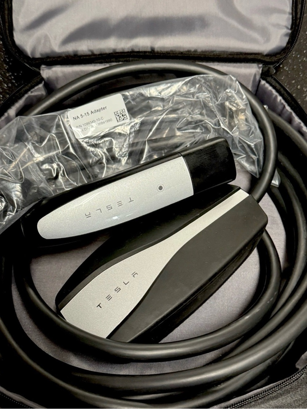 Tesla Black and Silver EV Charging Cable